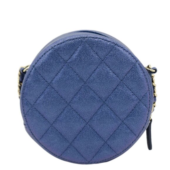 CHANEL  Round Clutch with Chain Mini Quilted Iridescent Caviar Leather Crossbody - Picture 4 of 15